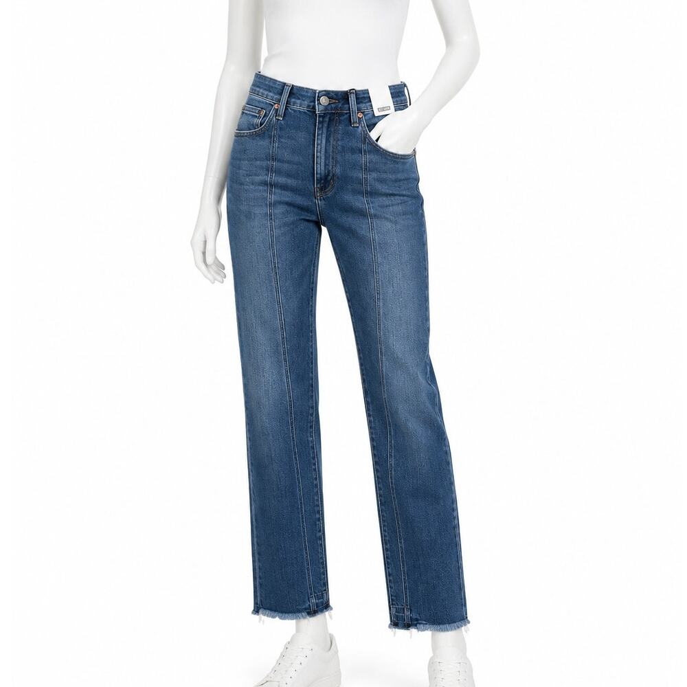Judy Blue All In The Details Straight Jeans Womens 11 25/31 NWT Raw Hem Stretch